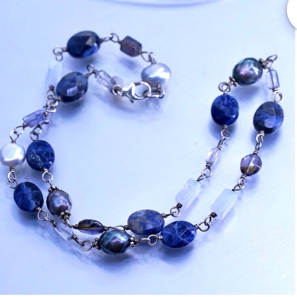 16”, Silpada sodalite blue lace chalcedony pearl - Picture 2 of 2